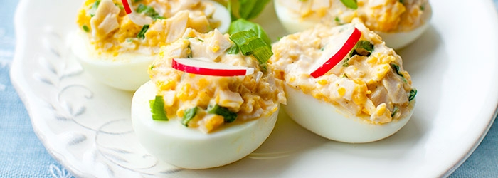 Danie z przepisu - jajka faszerowane szynką