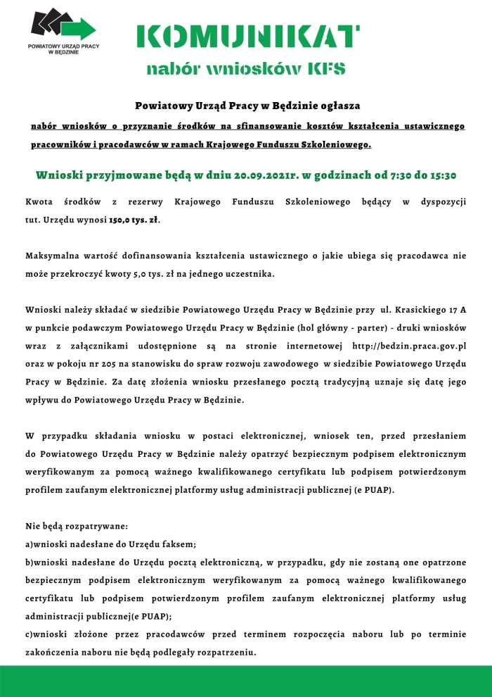 Plakat z treścią komunikatu