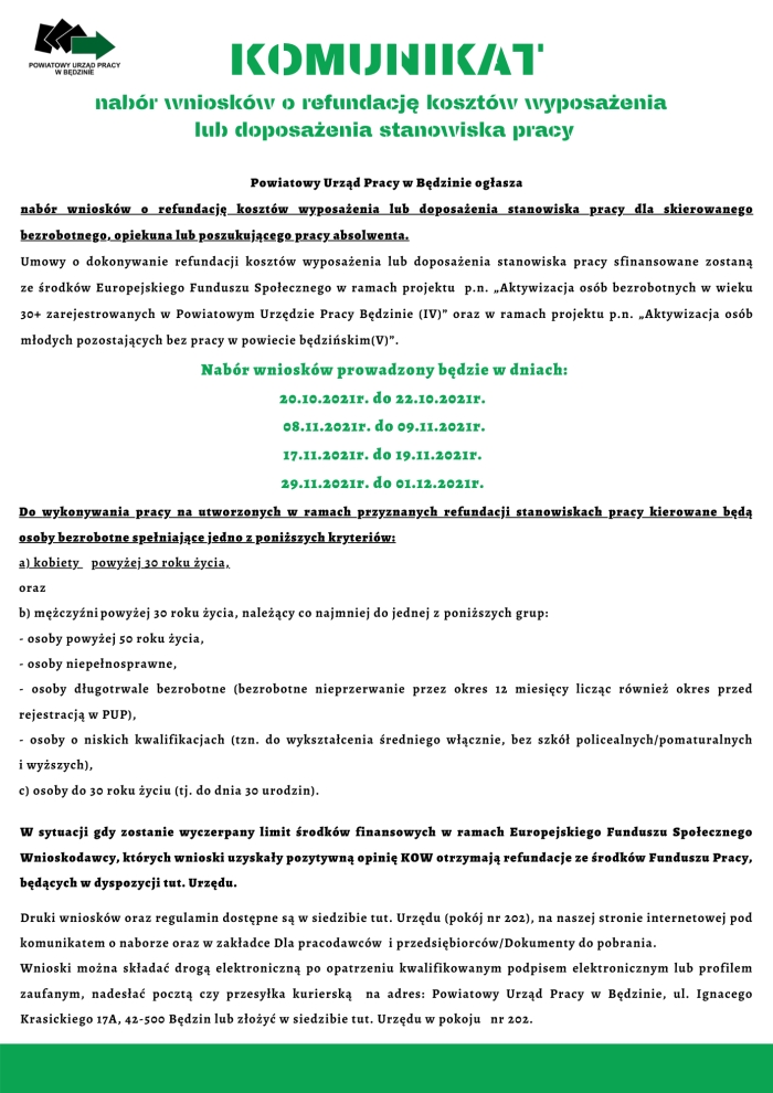 Plakat z treścią komunikatu