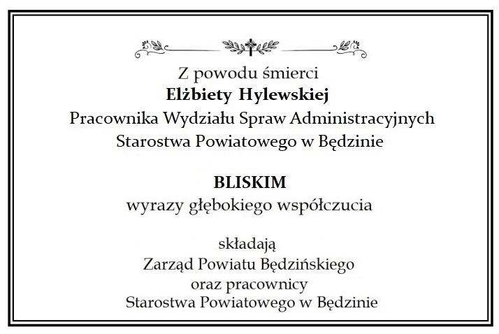 Kondolencje dla Bliskich zmarłego Pracownika Starostwa Powiatowego