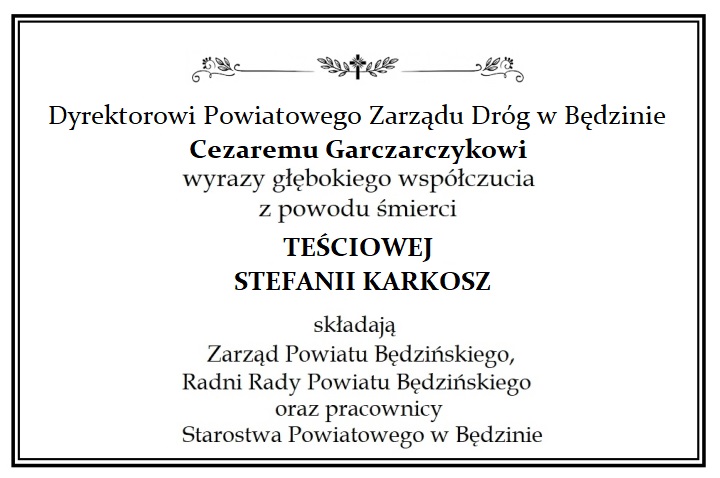 Kondolencje dla Dyrektora PZD Cezarego Garczarczyka