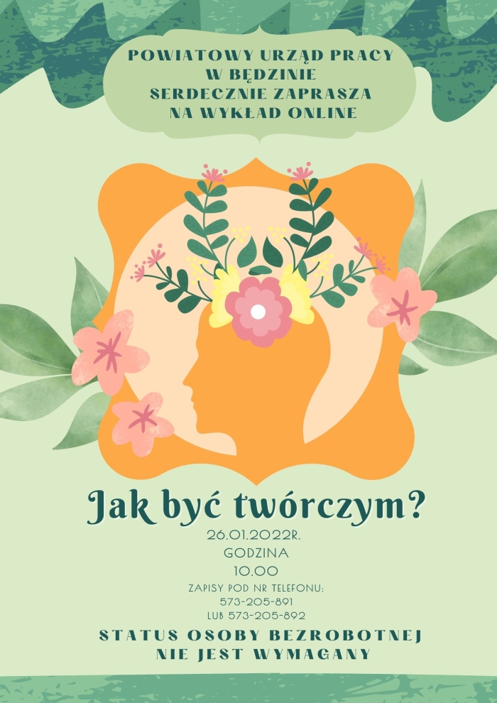 Plakat promocyjny - szkolenie online „Jak być twórczym”