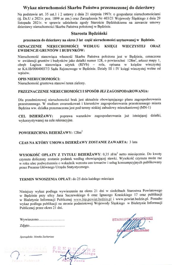 Skan pisma z treścią komunikatu Skan pisma z treścią komunikatu